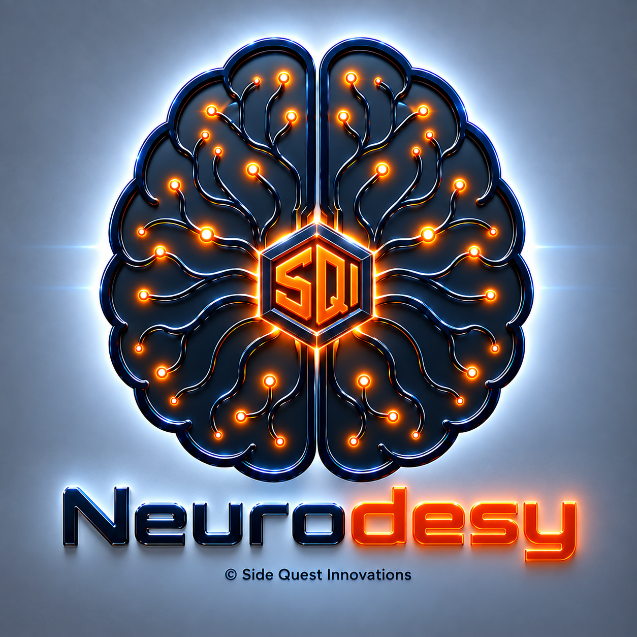 Neurodesy product mark — a brain rendered as an illuminated circuit network.